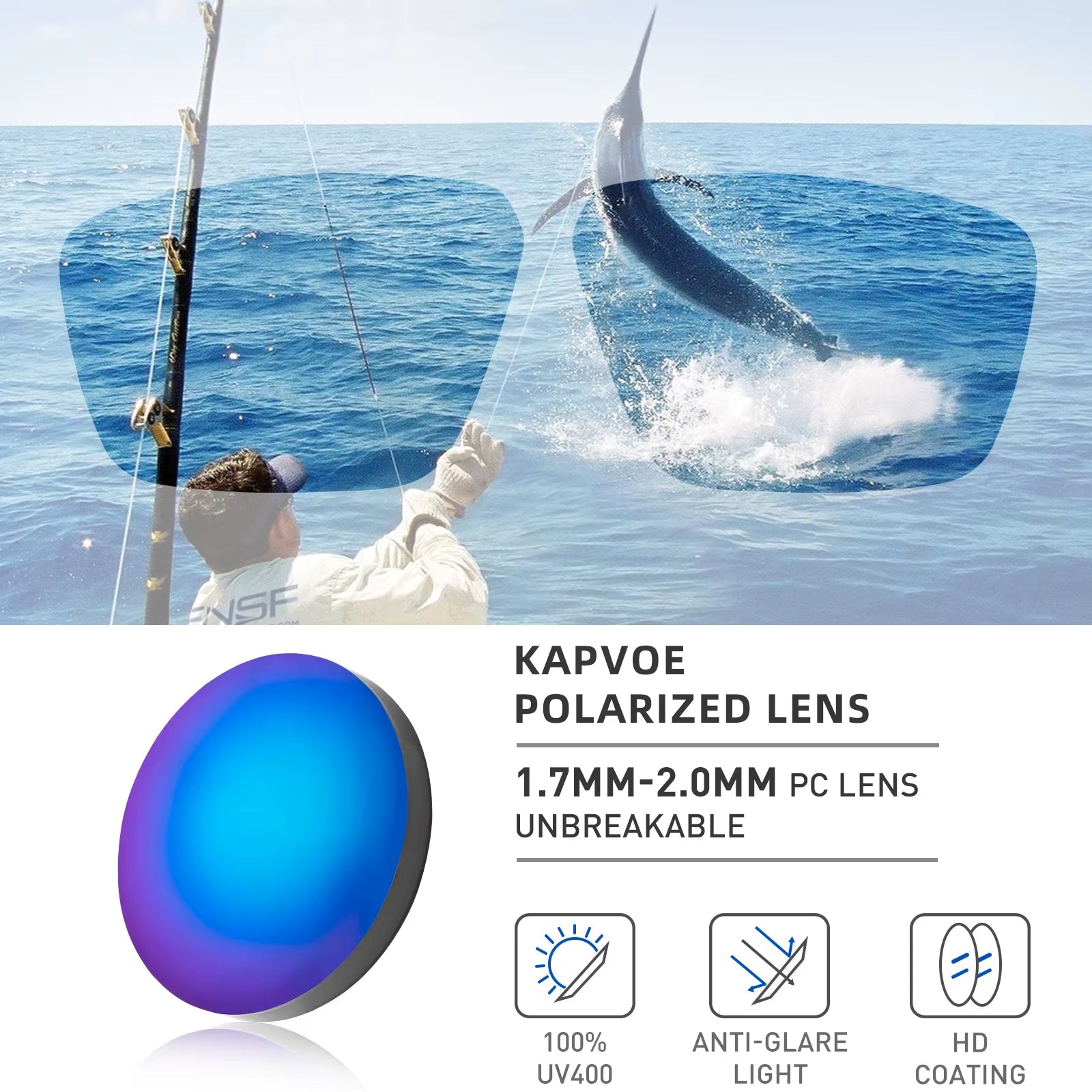 KAPVOE Polarized Glasses Men Women Fishing Goggles Camping Hiking Road Driving Eyewear Sport Sunglasses Bicycle Running Glasses