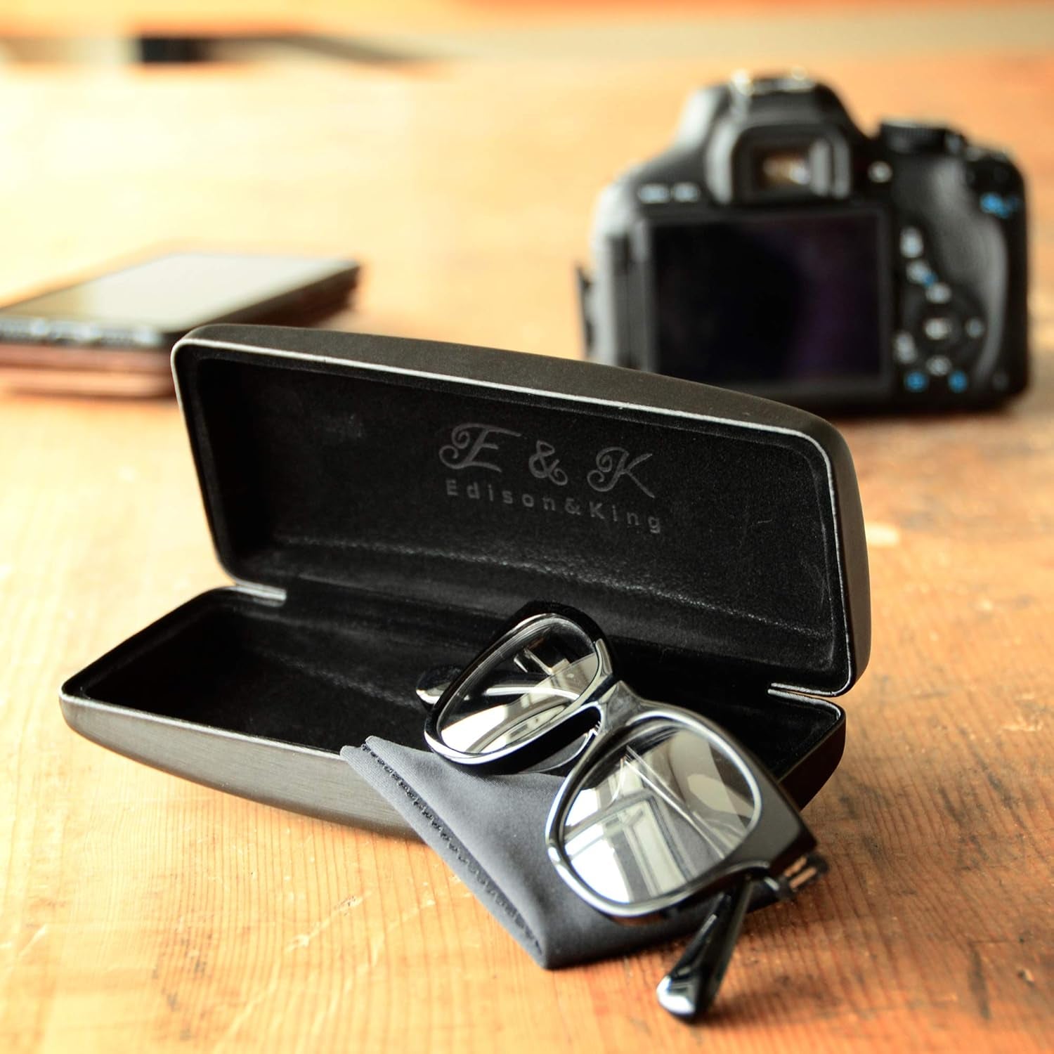 Glasses Case with Customizable Colors - Sturdy Sunglasses Case Includes Free Glasses Cleaning Cloth