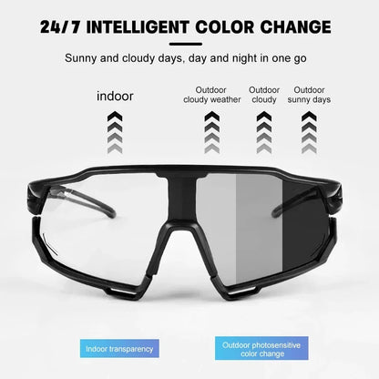 Cycling Glasses Photochromic Sunglasses Men Women Mountain Bike Road Glasses MTB Photocromatic Glasses Sports Running Goggles