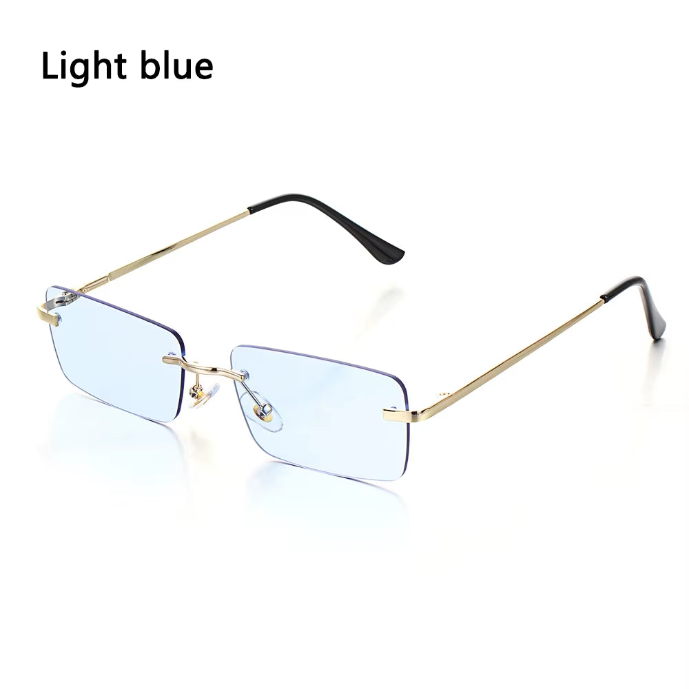 Traveling Style Mountaineering Sunglasses for Men Women UV400 Shades Rectangle Rimless Eyeglasses Gradient Colors Eyewear