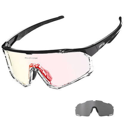 1 Glasses with 2 Modes Photochromic Polarized Cycling Goggles 2 Lens Bike MTB Bicycle Sunglasses Sport Fishing Running Glasses