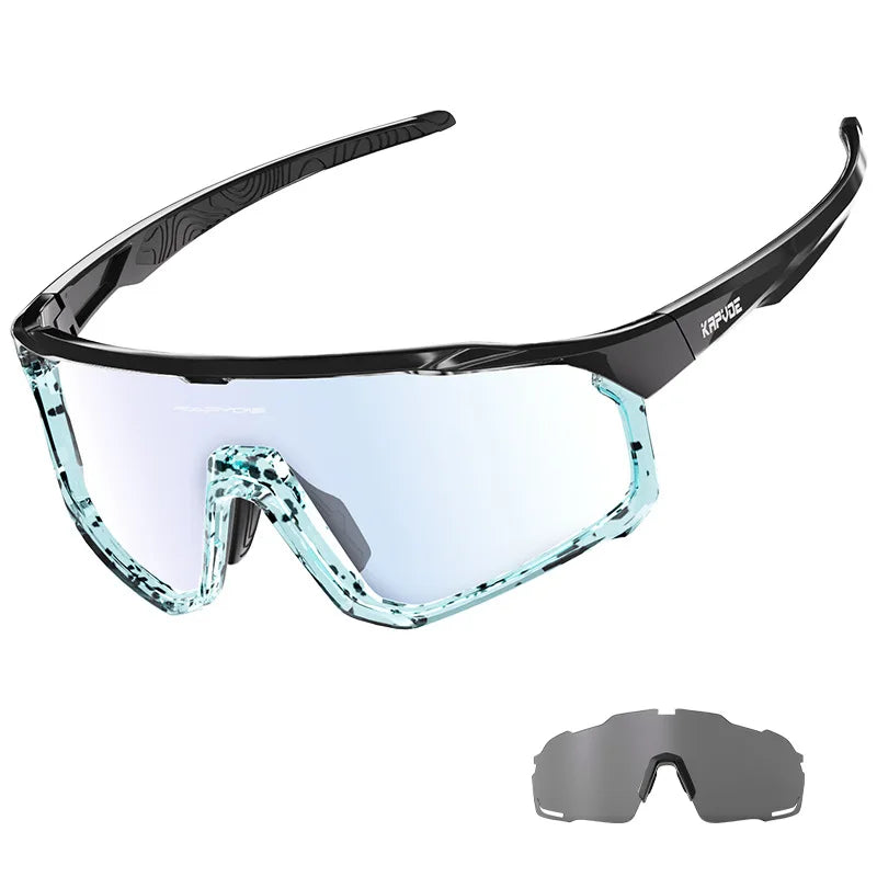 1 Glasses with 2 Modes Photochromic Polarized Cycling Goggles 2 Lens Bike MTB Bicycle Sunglasses Sport Fishing Running Glasses