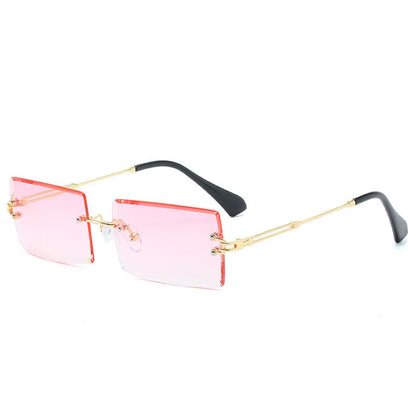 Traveling Style Mountaineering Sunglasses for Men Women UV400 Shades Rectangle Rimless Eyeglasses Gradient Colors Eyewear