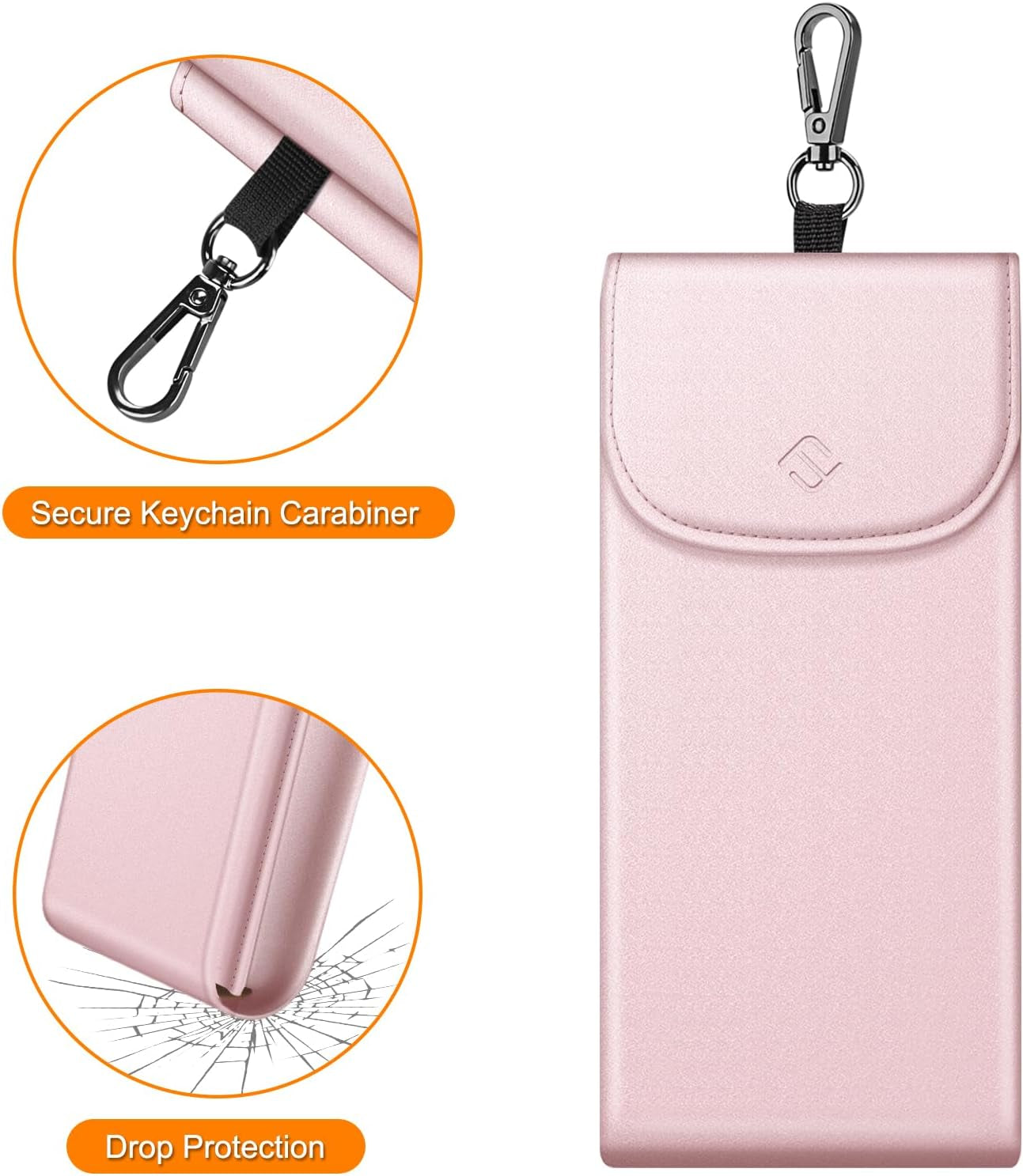 Double Glasses Case with Carabiner Hook, Portable Vegan Leather Eyeglass Case Anti-Scratch Sunglasses Pouch