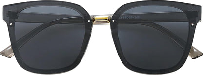 Oversized Trendy Square Sunglasses for Women Fashion Shades Sunnies SJ2116 with Clear Grey Frame/Grey Lens
