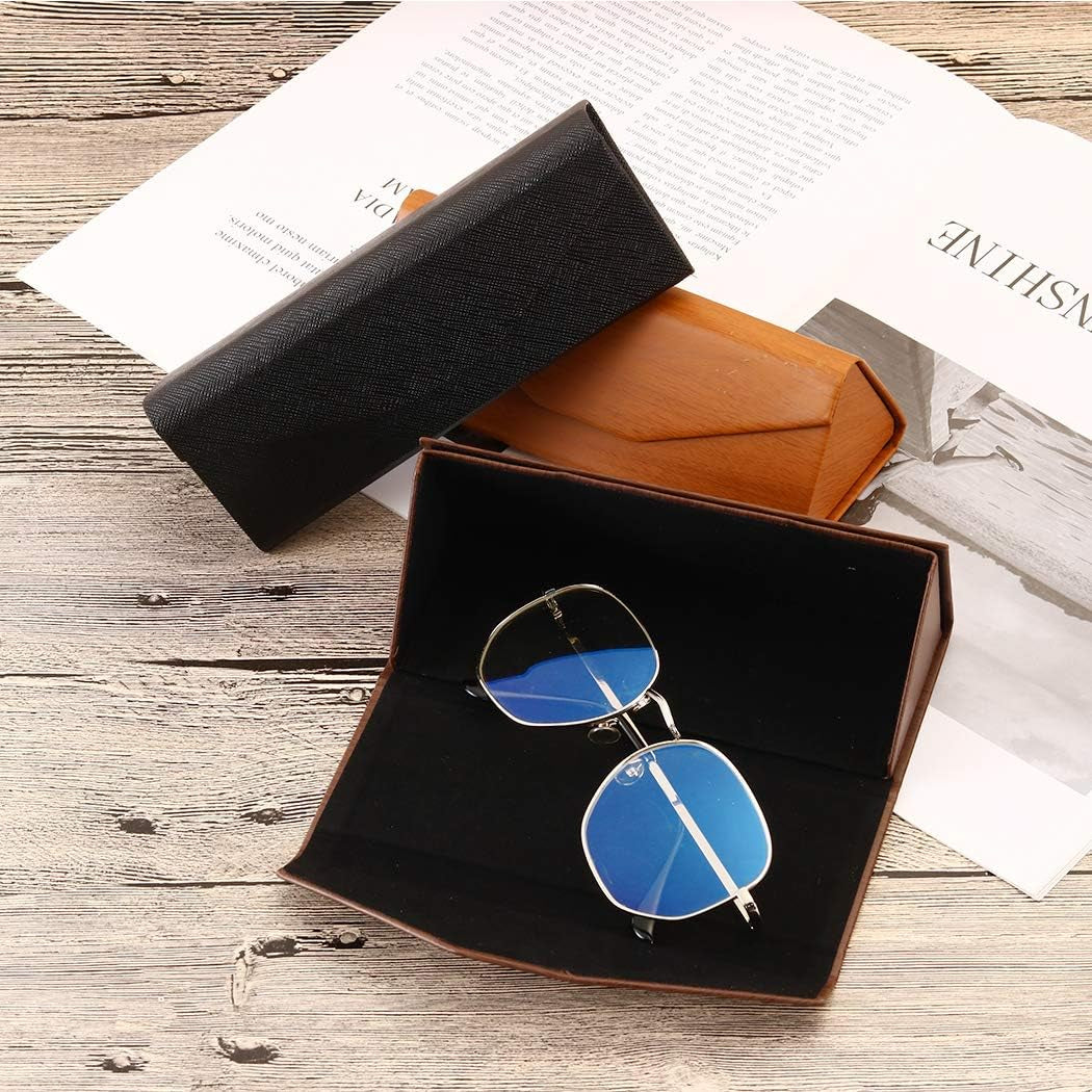 Glasses Cases, Eyeglasses Case Hard Shell for Men Women, PU Folding Glasses Sunglasses Case Portable with Clean Cloth