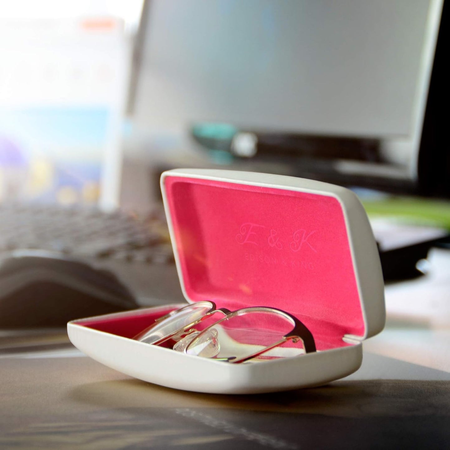 Glasses Case with Customizable Colors - Sturdy Sunglasses Case Includes Free Glasses Cleaning Cloth
