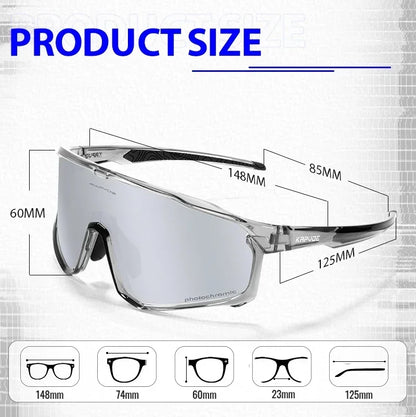 1 Glasses with 2 Modes Photochromic Polarized Cycling Goggles 2 Lens Bike MTB Bicycle Sunglasses Sport Fishing Running Glasses