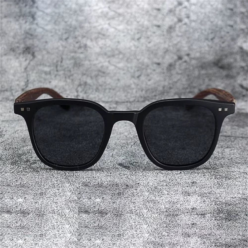 New Men Vintage Wooden Frame Sunglasses Classic Brand Sunglasses Coating Lens Men Polarized UV Protections Driving Eyewear 2025