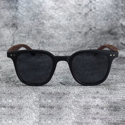 New Men Vintage Wooden Frame Sunglasses Classic Brand Sunglasses Coating Lens Men Polarized UV Protections Driving Eyewear 2025
