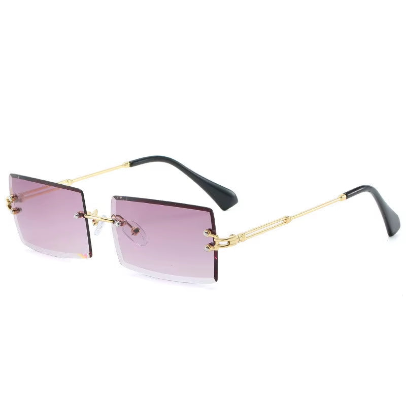 Traveling Style Mountaineering Sunglasses for Men Women UV400 Shades Rectangle Rimless Eyeglasses Gradient Colors Eyewear
