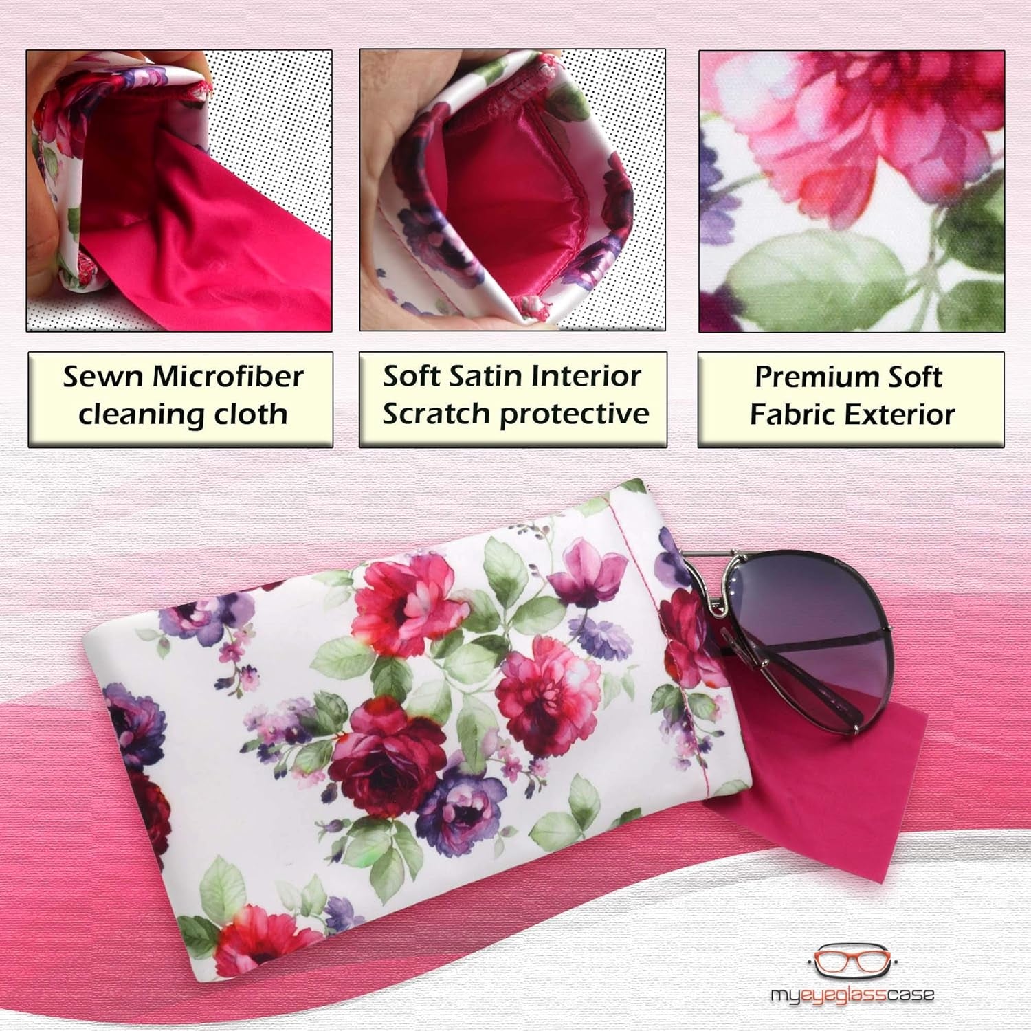 Soft Sunglasses Case | Large Glasses Case Holder - Eyeglass Pouch Squeeze Top | Glasses Pouch Lightweight Extra Layers