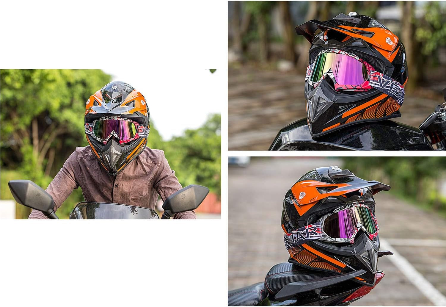 Excite Bike Goggles Dirt Bike off Road Motocross Motorcycle Motorbike Safety Glasses anti UV Anti-Scratch Dustproof Windproof Cycling Racing Riding Skiing for Men Women Kids Adults Ql036-Tinted KG3