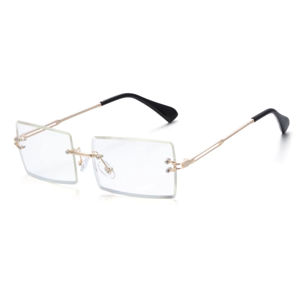Traveling Style Mountaineering Sunglasses for Men Women UV400 Shades Rectangle Rimless Eyeglasses Gradient Colors Eyewear