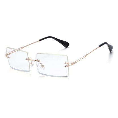 Traveling Style Mountaineering Sunglasses for Men Women UV400 Shades Rectangle Rimless Eyeglasses Gradient Colors Eyewear