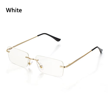 Traveling Style Mountaineering Sunglasses for Men Women UV400 Shades Rectangle Rimless Eyeglasses Gradient Colors Eyewear