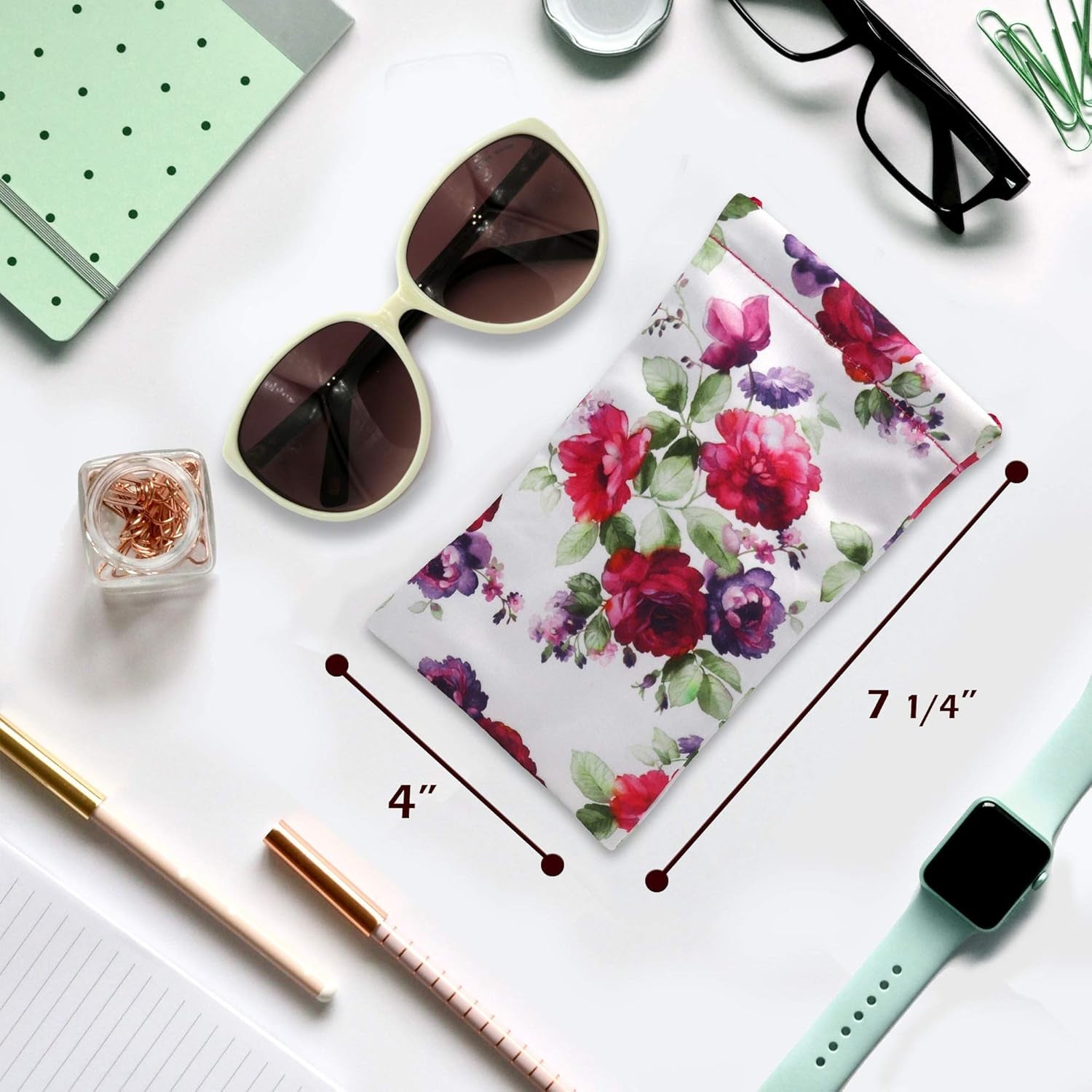 Soft Sunglasses Case | Large Glasses Case Holder - Eyeglass Pouch Squeeze Top | Glasses Pouch Lightweight Extra Layers