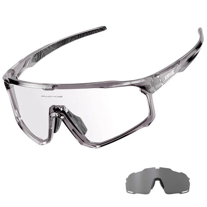 1 Glasses with 2 Modes Photochromic Polarized Cycling Goggles 2 Lens Bike MTB Bicycle Sunglasses Sport Fishing Running Glasses