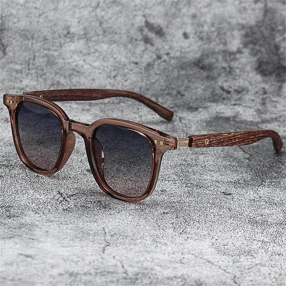 New Men Vintage Wooden Frame Sunglasses Classic Brand Sunglasses Coating Lens Men Polarized UV Protections Driving Eyewear 2025