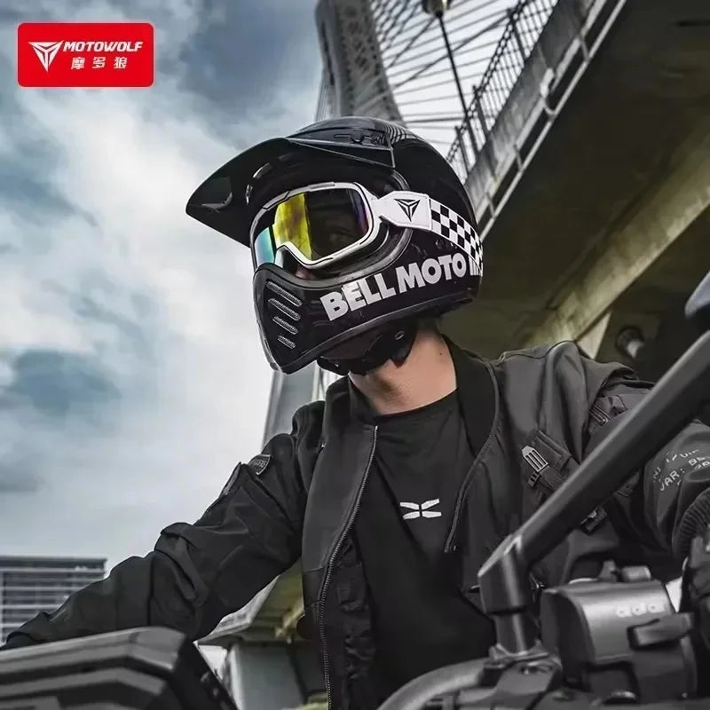 Motowolf Men Women Motocross Glasses Anti-Fog Mtb Dirt Bike Goggles Retro ATV Motorcycle Eyeglasses for Touring Riding