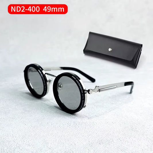 Adjustable 1-9 Sunglasses Fishing Rounded Polarized Glasses with ND Filter Lenses Handcrafted Retro Glasses Unisex Vintage Style