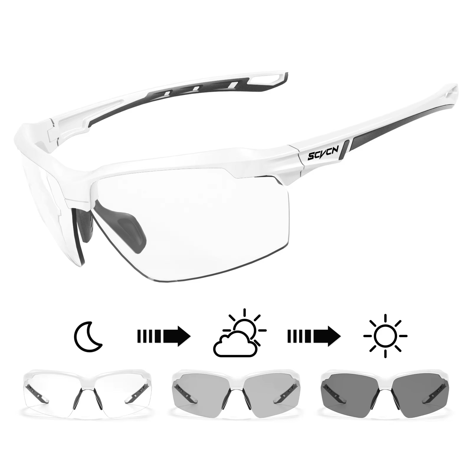 SCVCN Photochromic Cycling Glasses UV400 Outdoor Sports Running Glasses Men MTB Cycling Sunglasses Women Road Bike Glasses