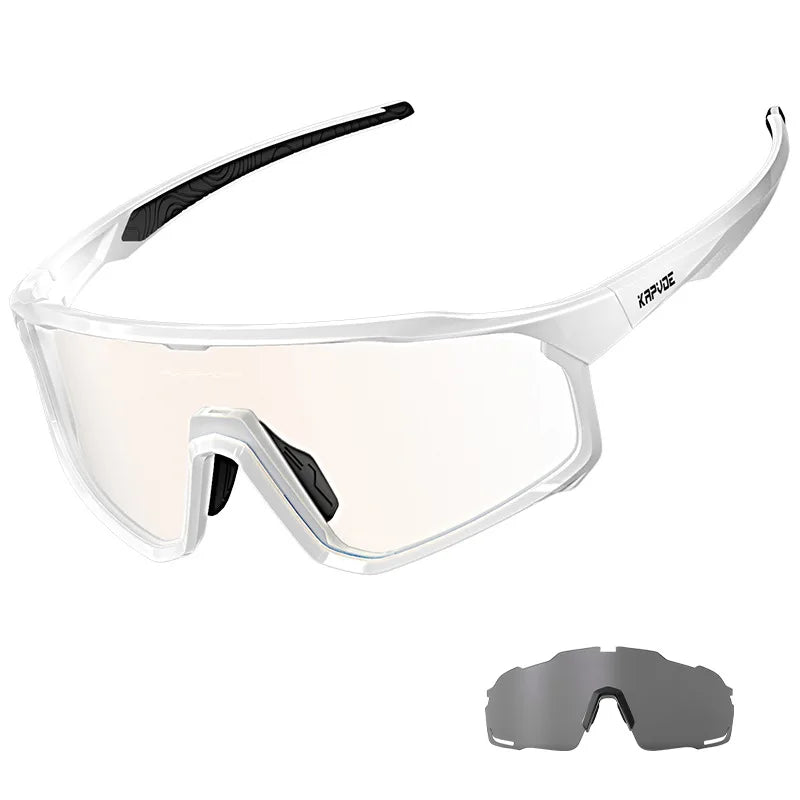 1 Glasses with 2 Modes Photochromic Polarized Cycling Goggles 2 Lens Bike MTB Bicycle Sunglasses Sport Fishing Running Glasses