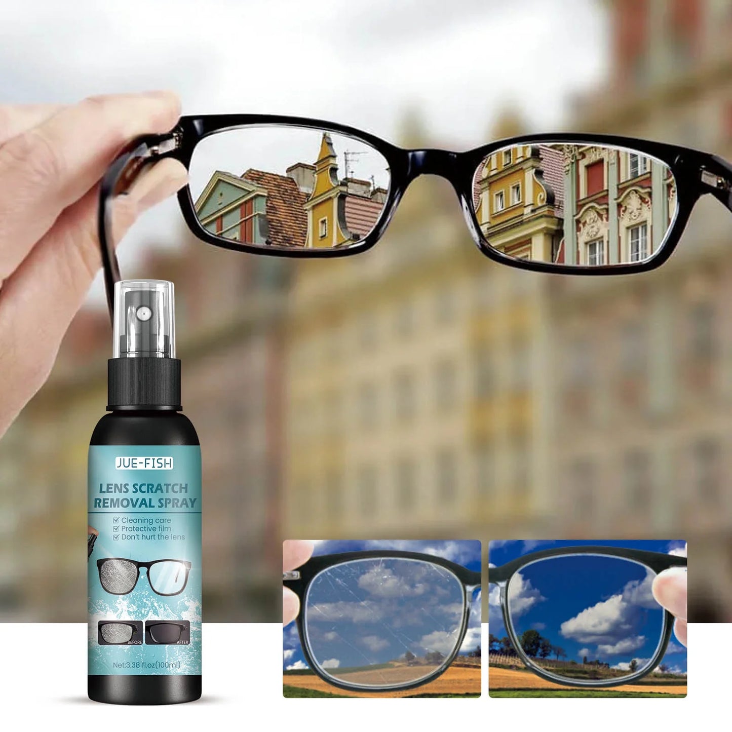 Eyeglass Lens Scratch Remover, 100Ml Eye Glass Spray Cleaning Repair Liquid, Mirror Sunglasses Screen Cleaner Tools