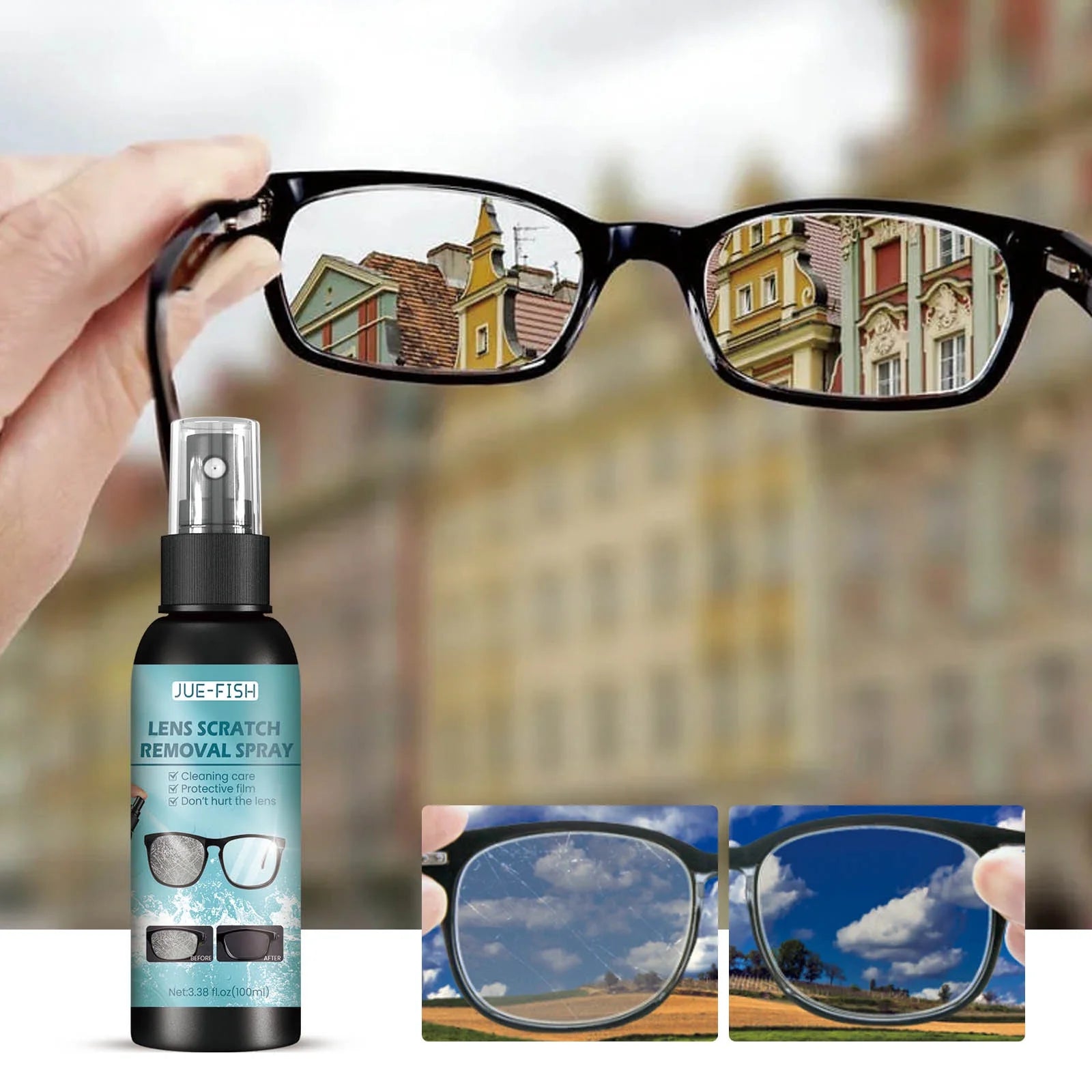 Eyeglass Lens Scratch Remover, 100Ml Eye Glass Spray Cleaning Repair Liquid, Mirror Sunglasses Screen Cleaner Tools